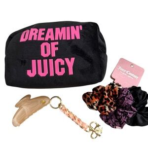 Juicy Couture Black and Pink Make Up Bag with Hair and Bag Accessories